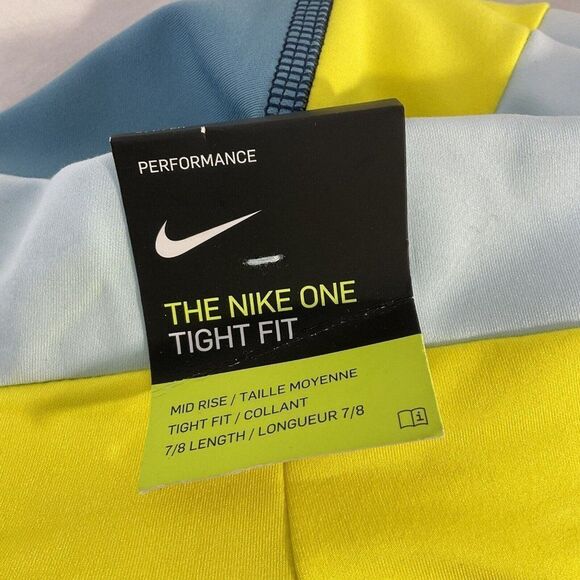 New The Nike One Activewear Pant Mid Rise 7/8 Length Blue Block Women's Small - Picture 4 of 9